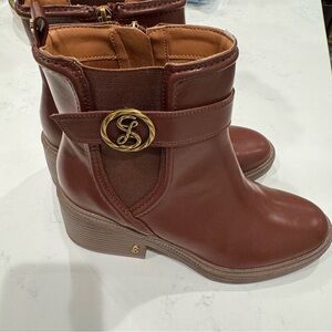 Sam & Libby Brown Ankle Boots with Gold Accent